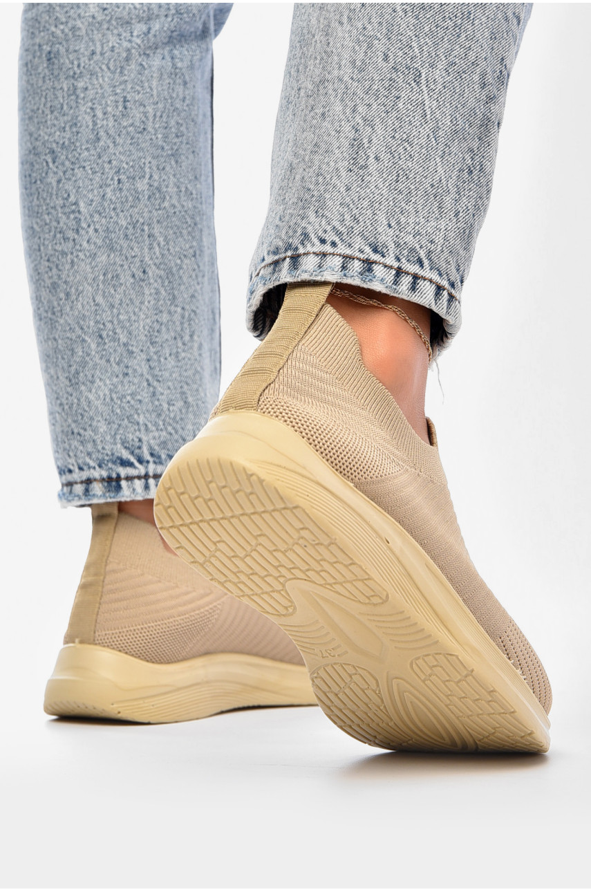 Кроссовки женские бежевого цвета текстиль 777-в1139 204237