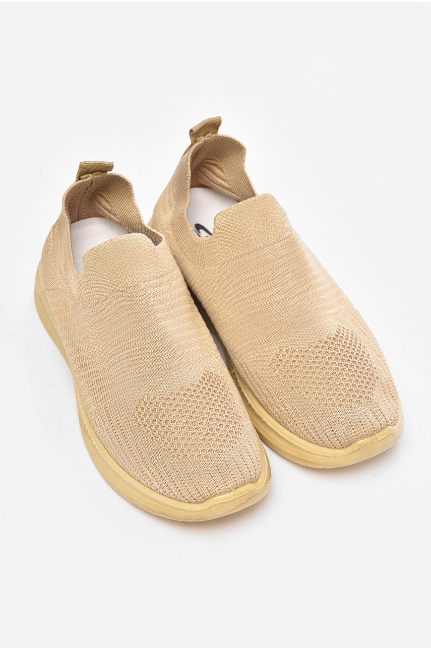 Кроссовки женские бежевого цвета текстиль 777-в1139 204237