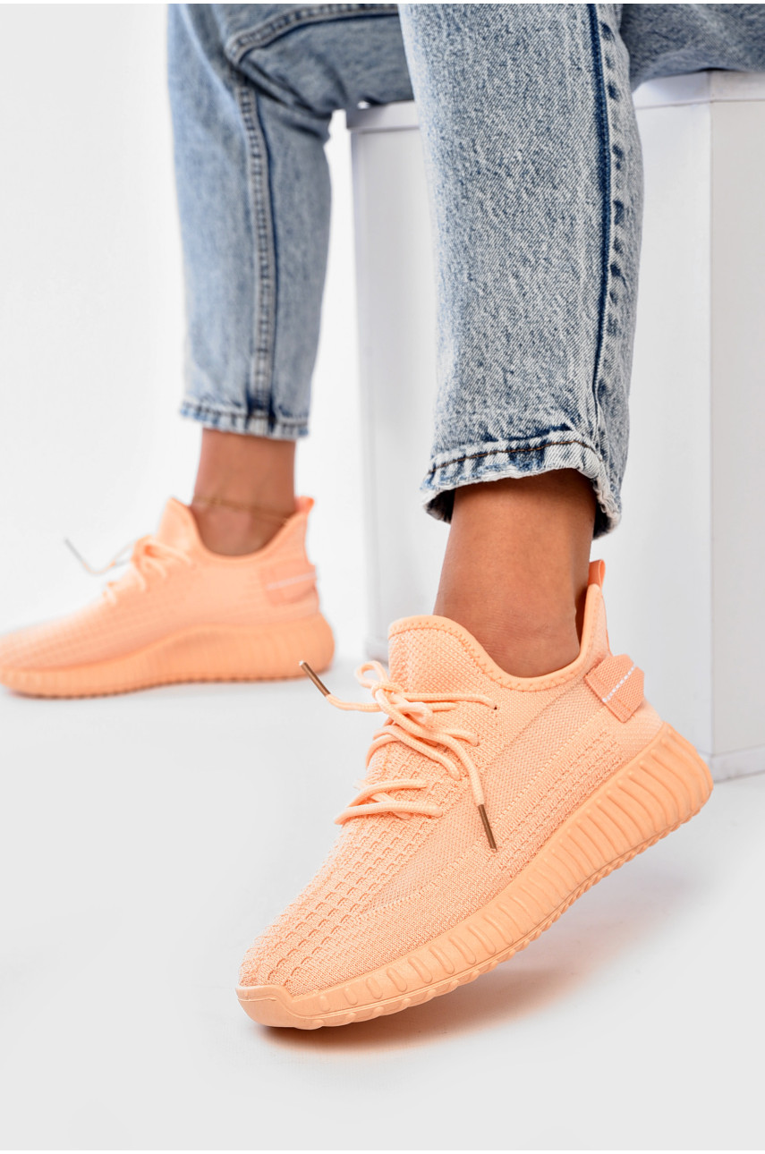 Кроссовки женские персикового цвета текстиль 777-в1084 204238