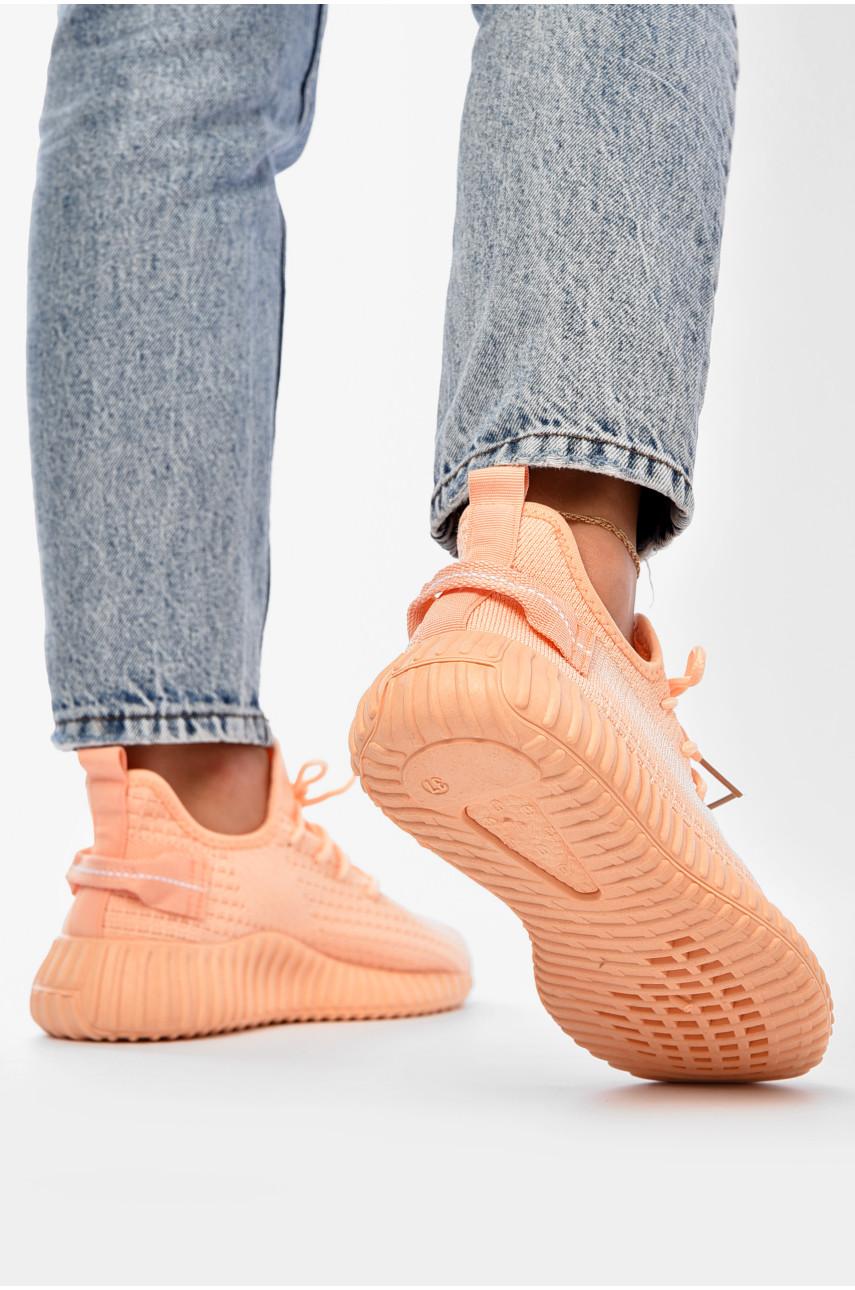 Кроссовки женские персикового цвета текстиль 777-в1084 204238