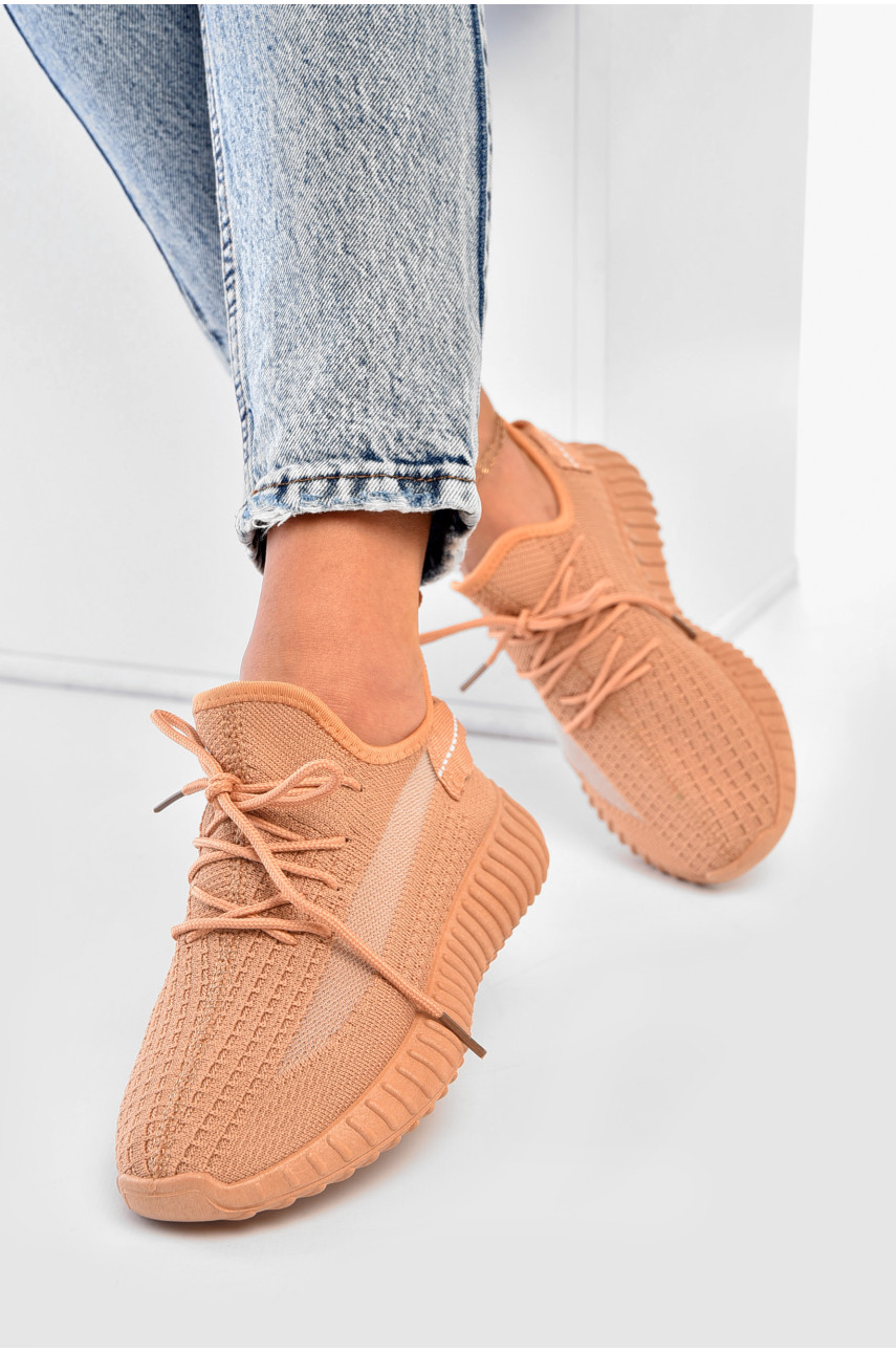 Кроссовки женские бежевого цвета текстиль 777-в1074 204240