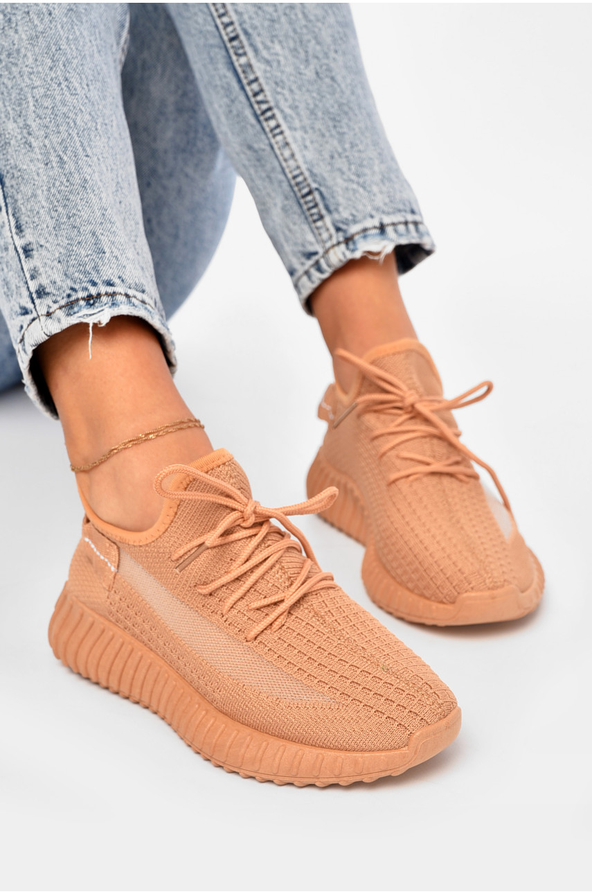 Кроссовки женские бежевого цвета текстиль 777-в1074 204240