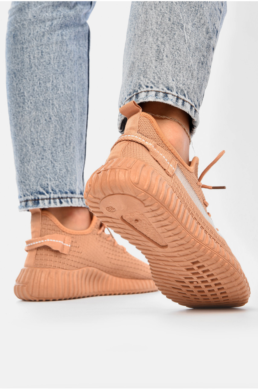 Кроссовки женские бежевого цвета текстиль 777-в1074 204240