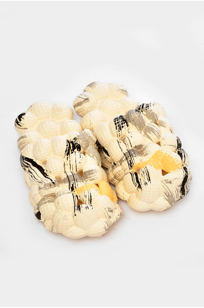 Шлепанцы пена женские белого цвета с разноцветными узороми А6-8 204250 Шлепанцы пена женские белого цвета с разноцветными узороми А6-8 204250