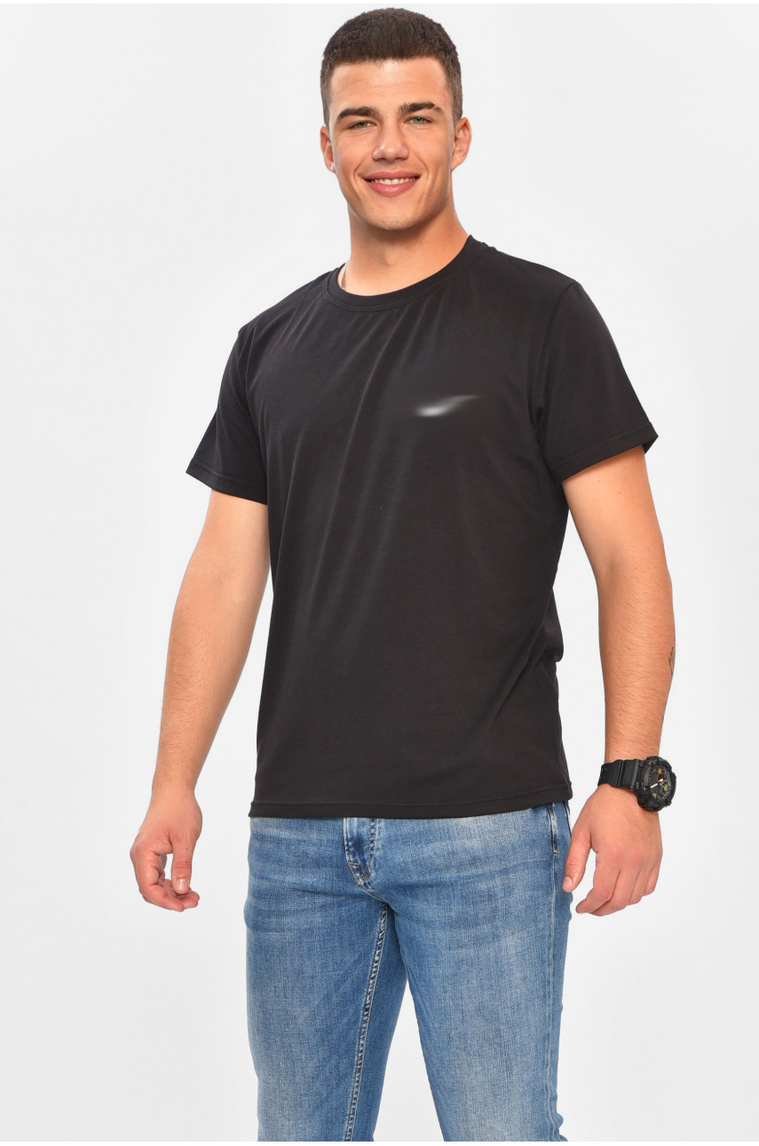 Футболка мужская однотонная черного цвета 204255 Футболка мужская однотонная черного цвета 204255