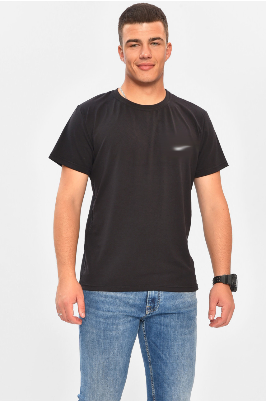Футболка мужская однотонная черного цвета 204255 Футболка мужская однотонная черного цвета 204255