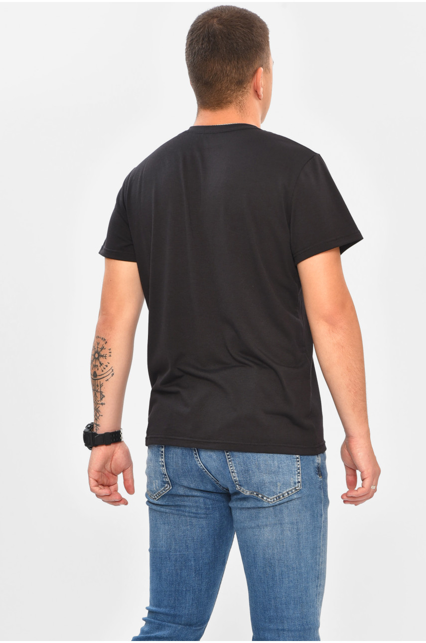 Футболка мужская однотонная черного цвета 204255 Футболка мужская однотонная черного цвета 204255