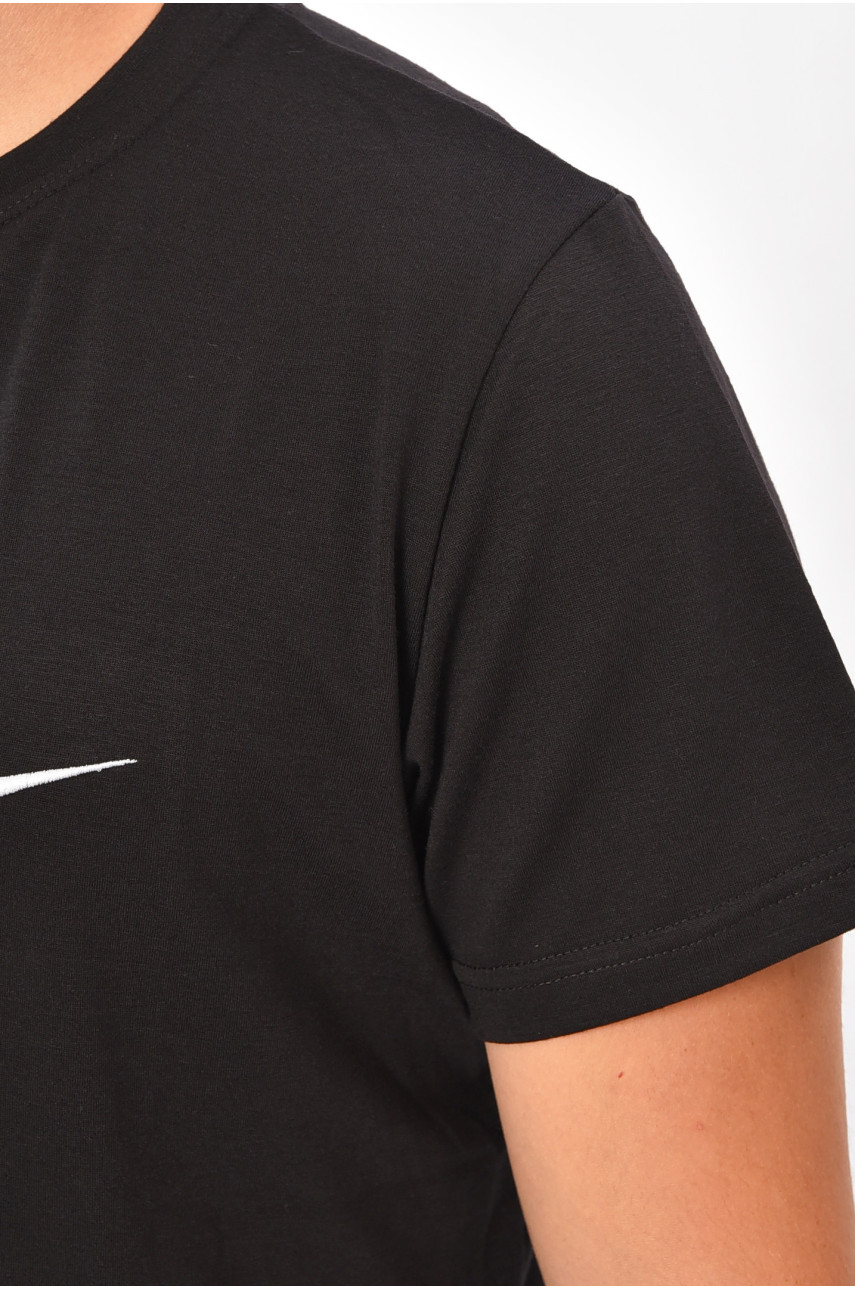 Футболка мужская однотонная черного цвета 204255 Футболка мужская однотонная черного цвета 204255