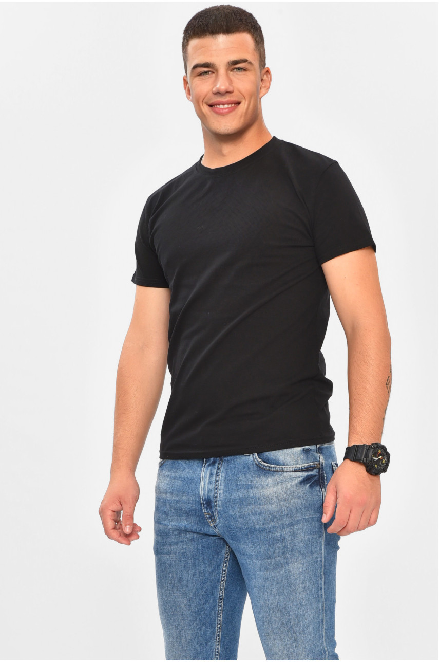 Футболка мужская однотонная черного цвета 204256