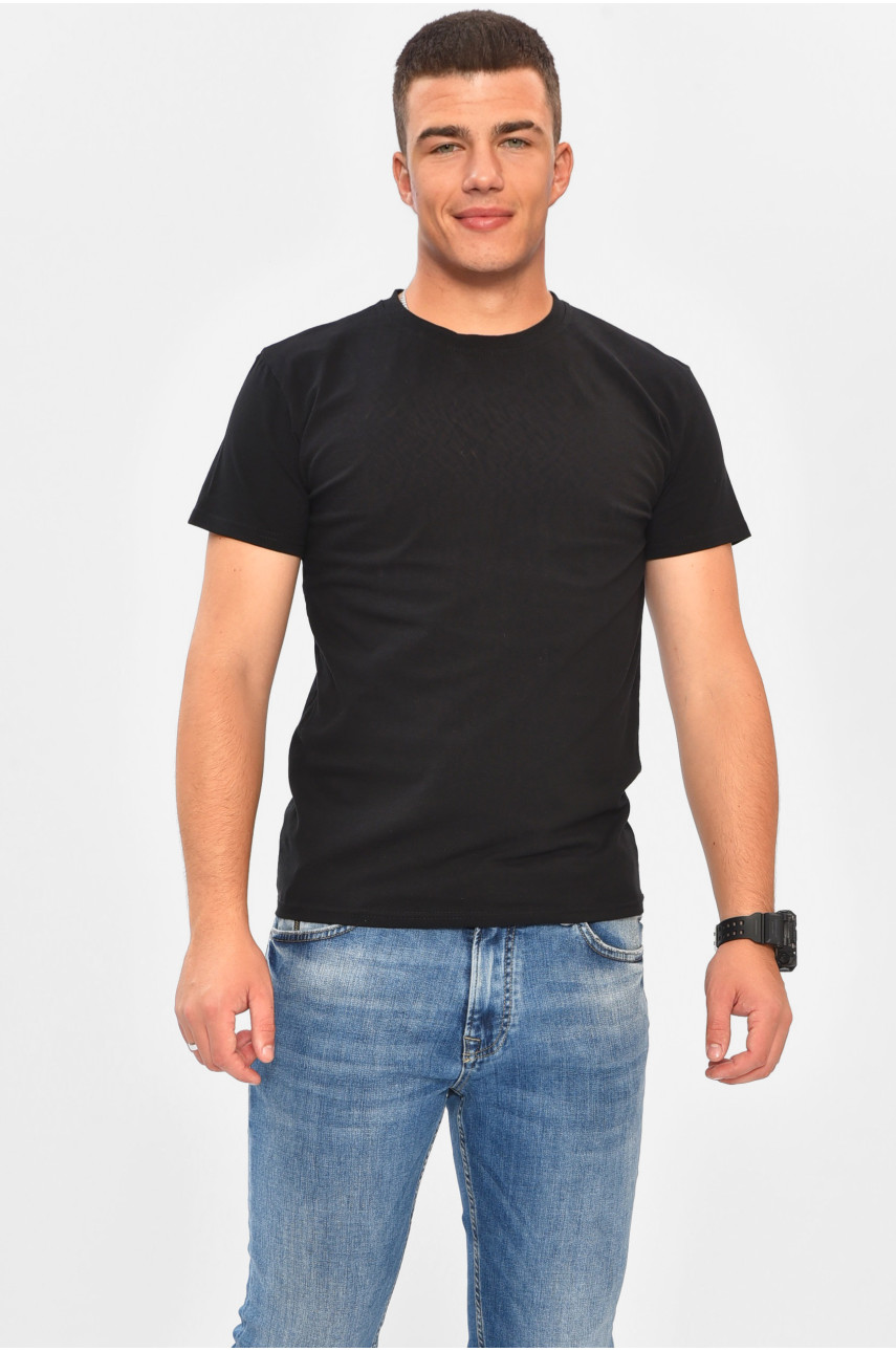 Футболка мужская однотонная черного цвета 204256