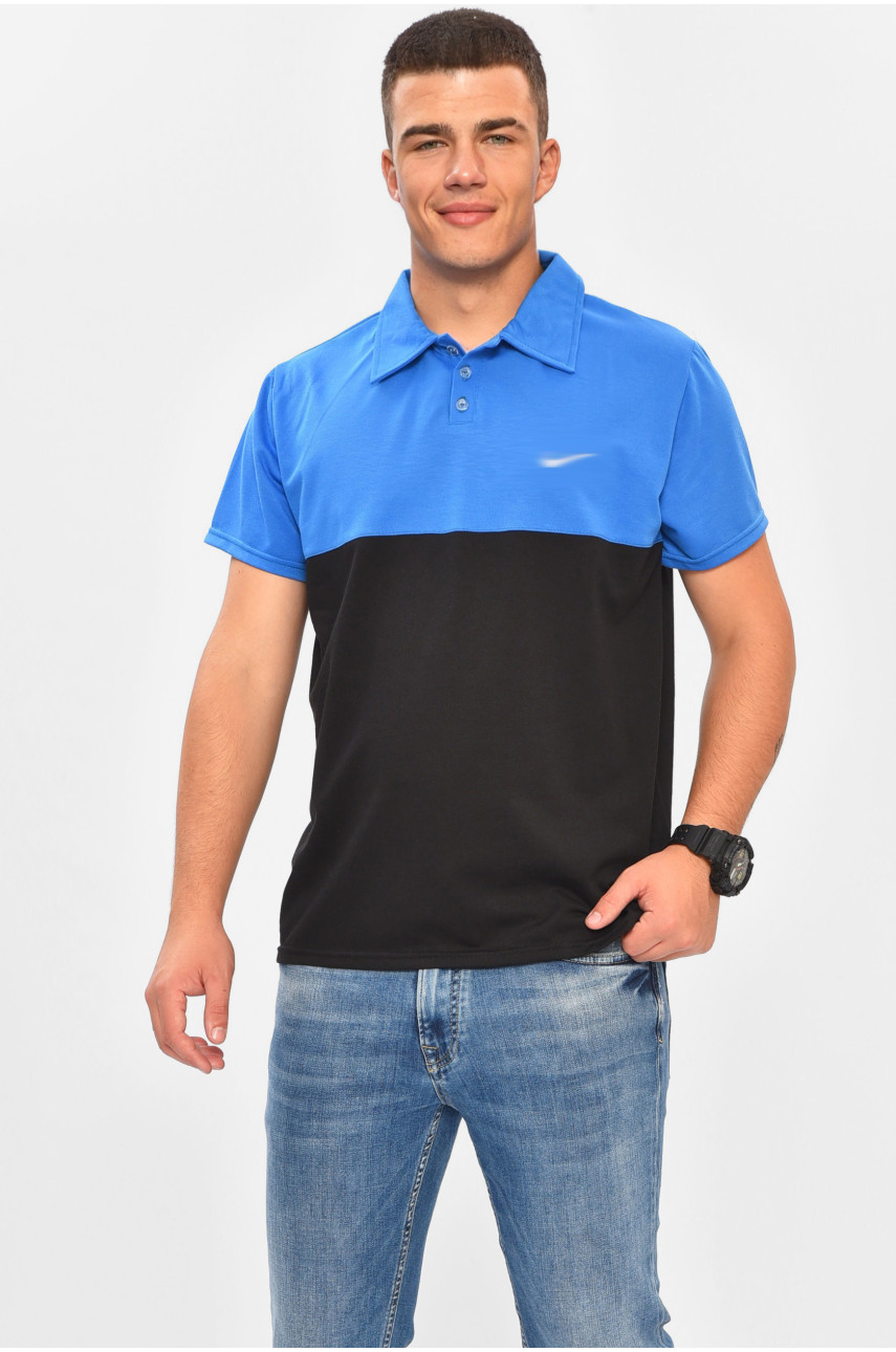 Футболка мужская поло синего цвета 204262 Футболка мужская поло синего цвета 204262