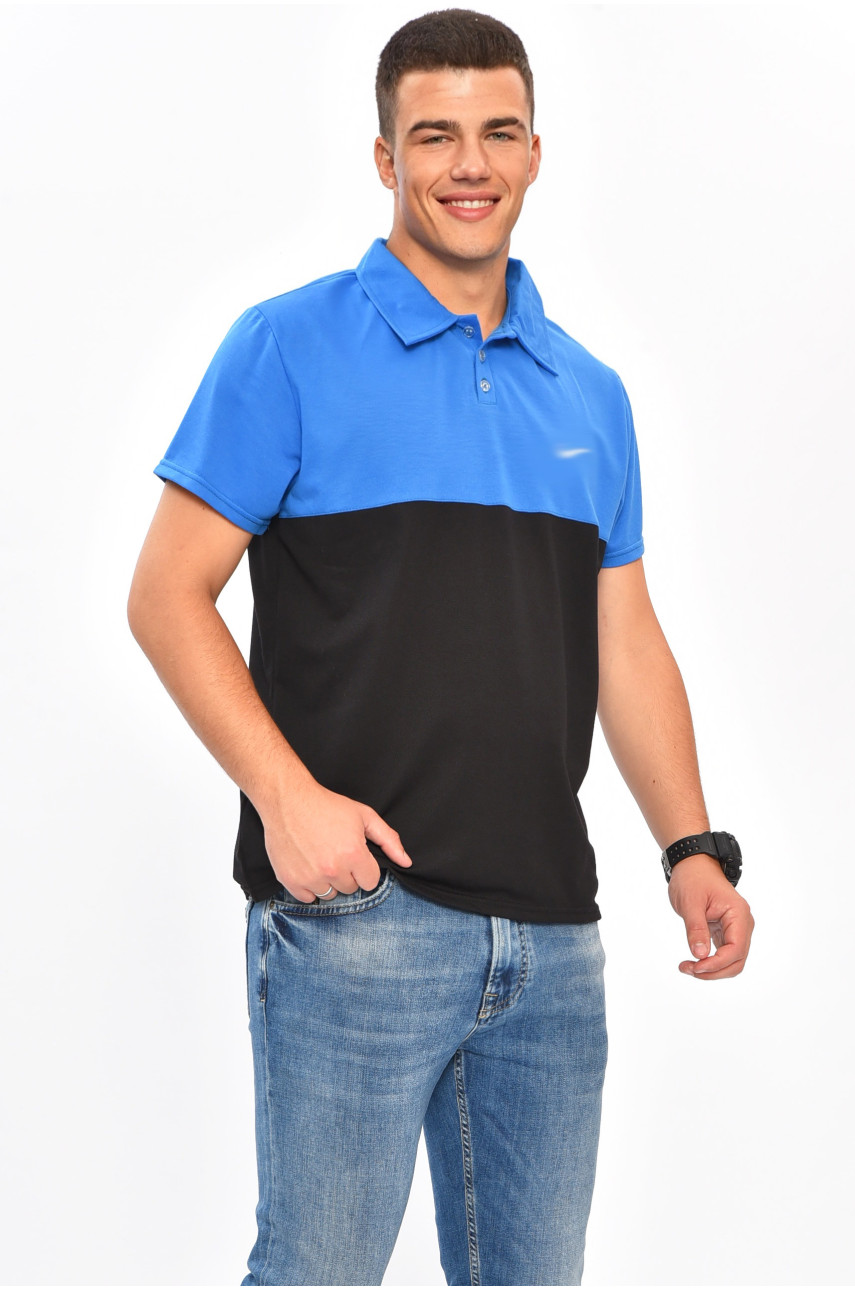 Футболка мужская поло синего цвета 204262 Футболка мужская поло синего цвета 204262