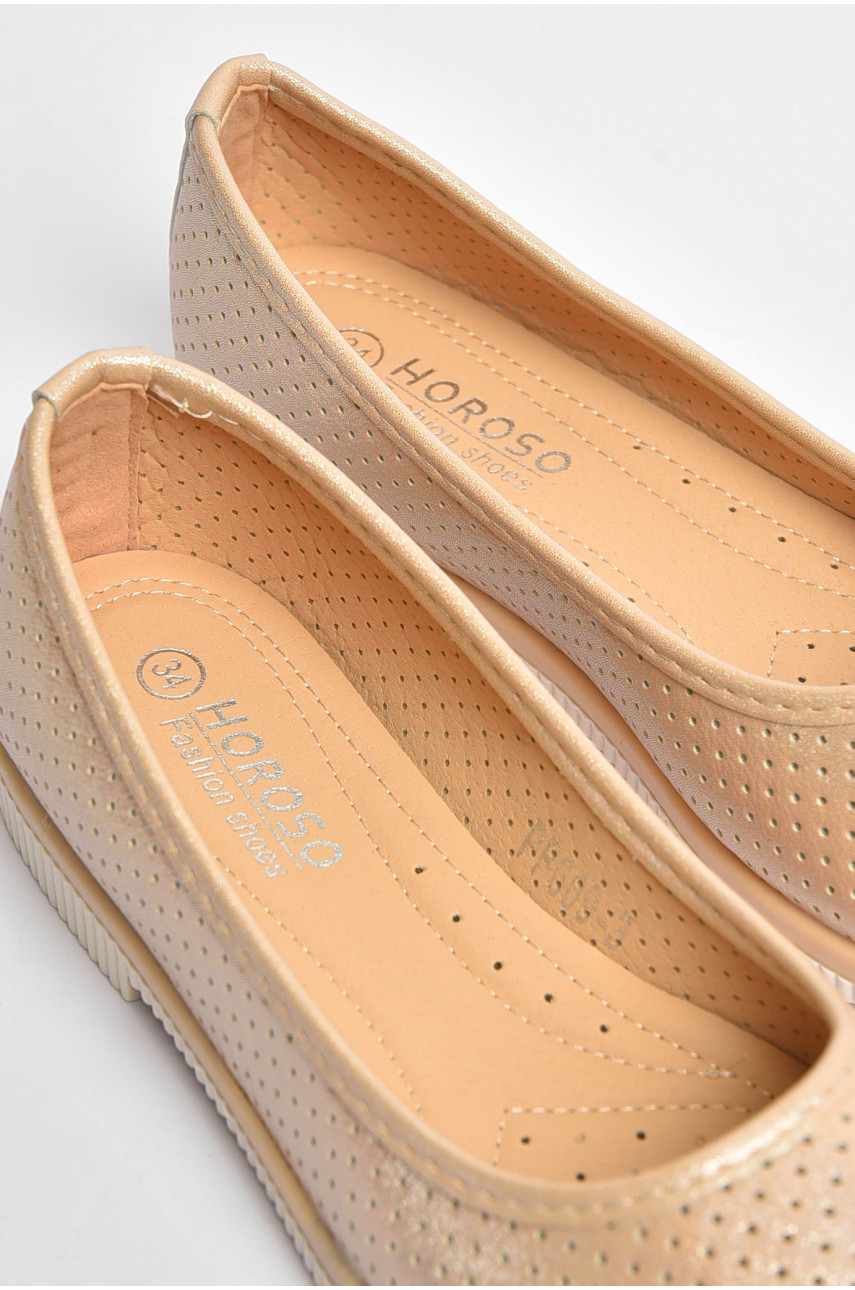 Балетки детские для девочки бежевого цвета 609-3 204302