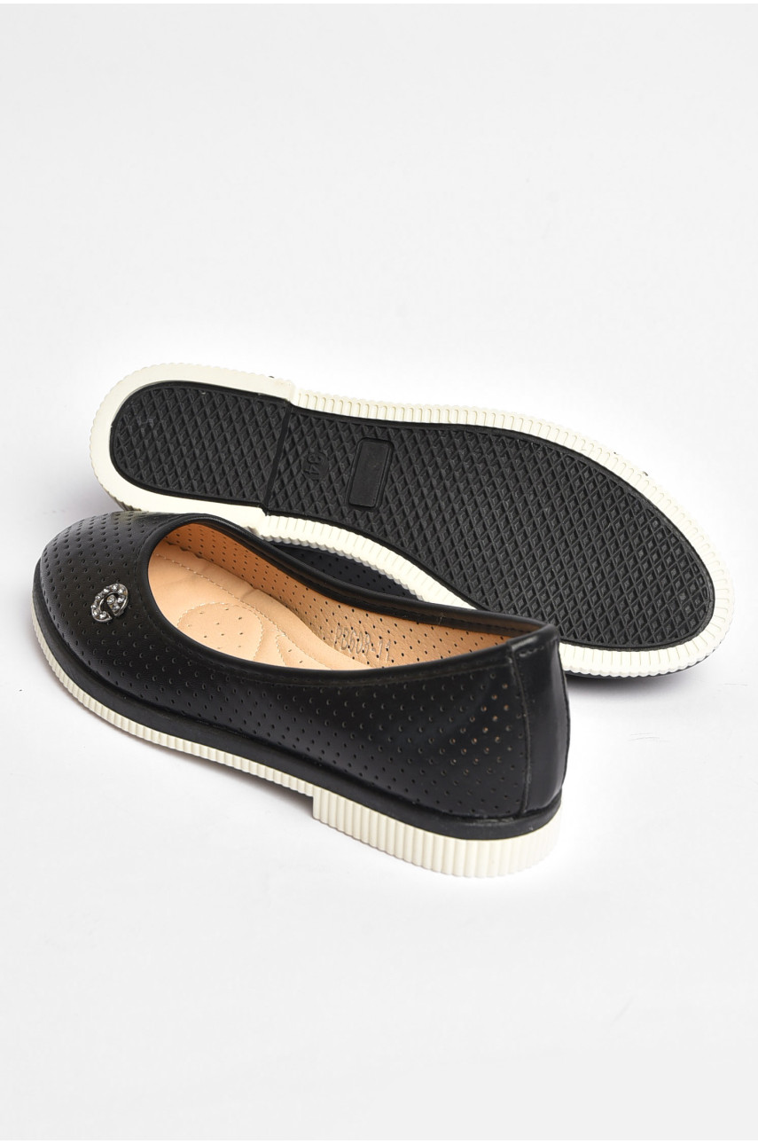 Балетки детские для девочки черного цвета 608-11 204305