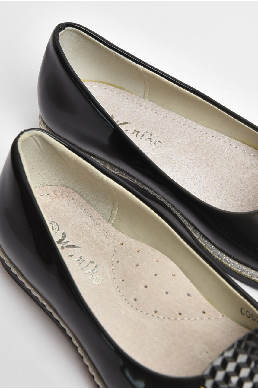 Балетки дитячі для дівчинки чорного кольору 067-1 204310 Балетки дитячі для дівчинки чорного кольору 067-1 204310