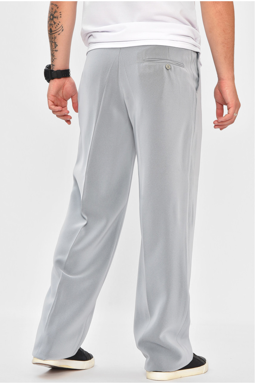 Штаны мужские однотонные светло-серого цвета 204324 Штаны мужские однотонные светло-серого цвета 204324
