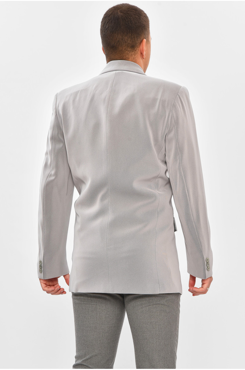 Пиджак мужской однотонный серого цвета 204325 Пиджак мужской однотонный серого цвета 204325
