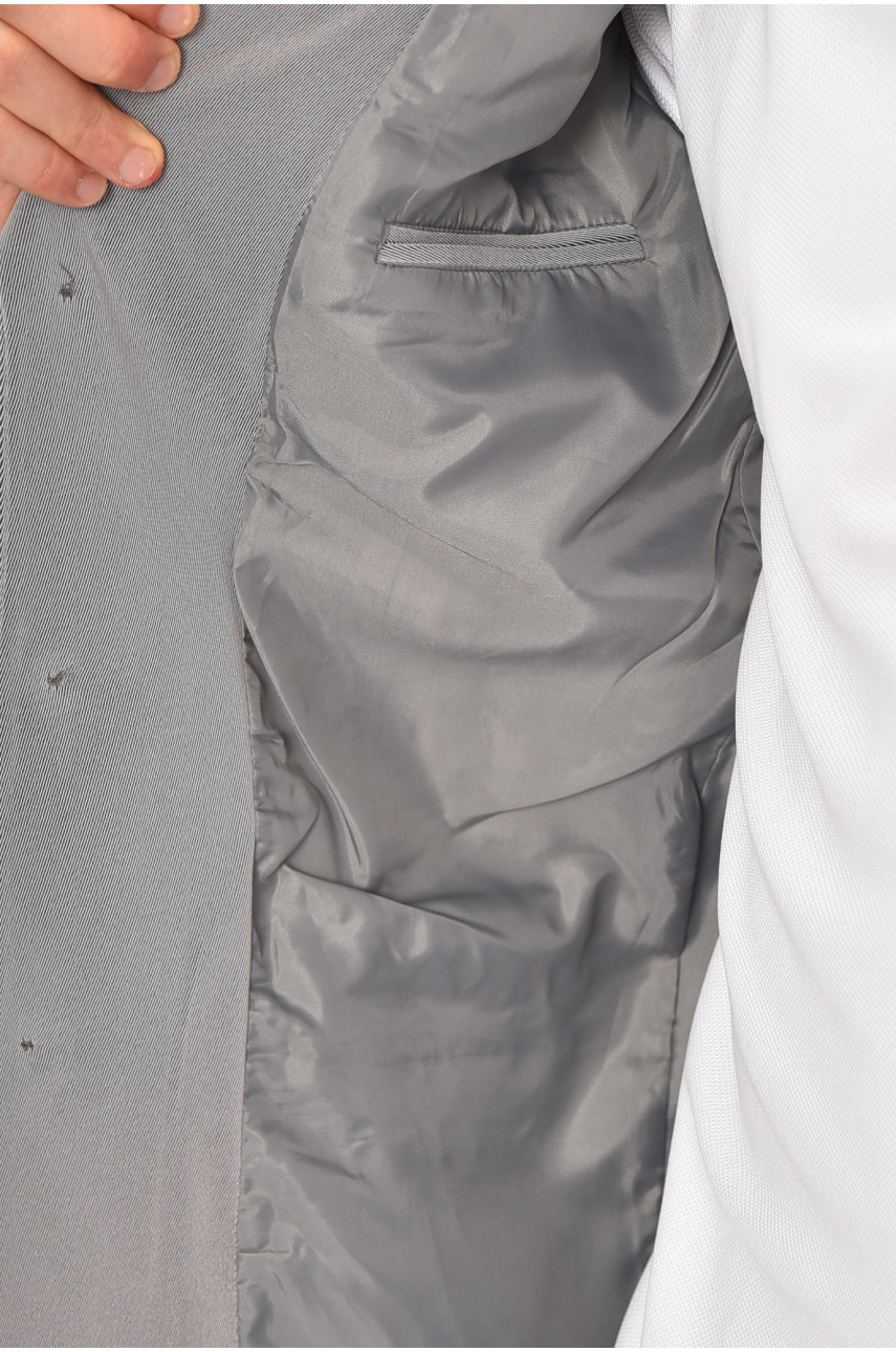 Пиджак мужской однотонный серого цвета 204325 Пиджак мужской однотонный серого цвета 204325