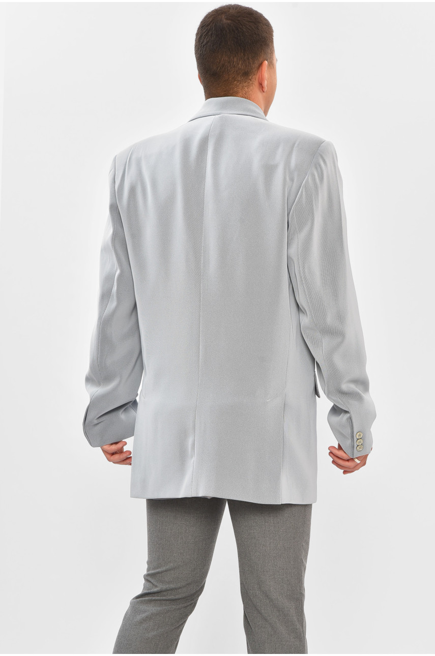 Пиджак мужской однотонный серого цвета 204327 Пиджак мужской однотонный серого цвета 204327