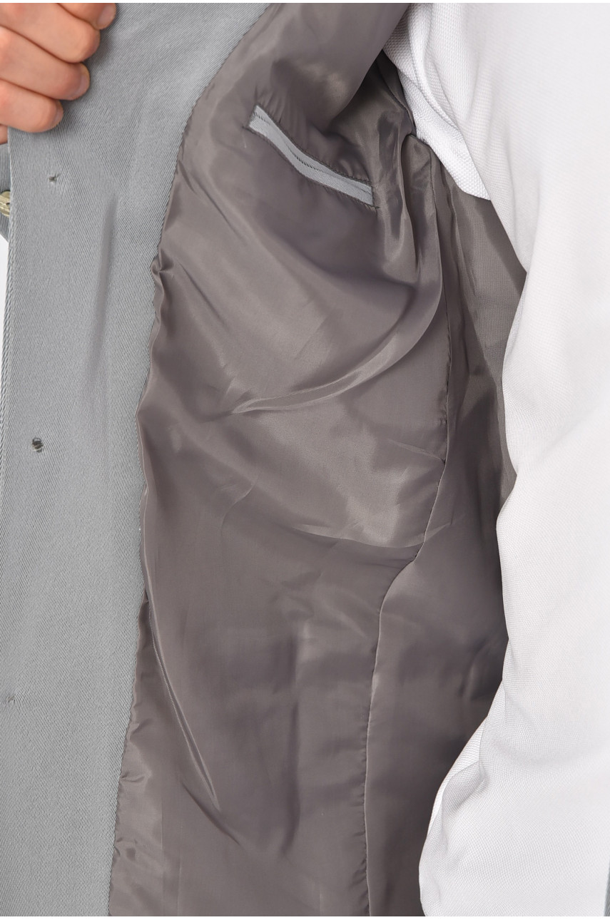 Пиджак мужской однотонный серого цвета 204327 Пиджак мужской однотонный серого цвета 204327