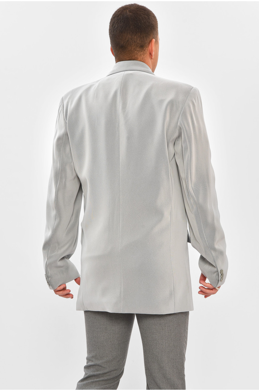 Пиджак мужской однотонный серого цвета 204328 Пиджак мужской однотонный серого цвета 204328