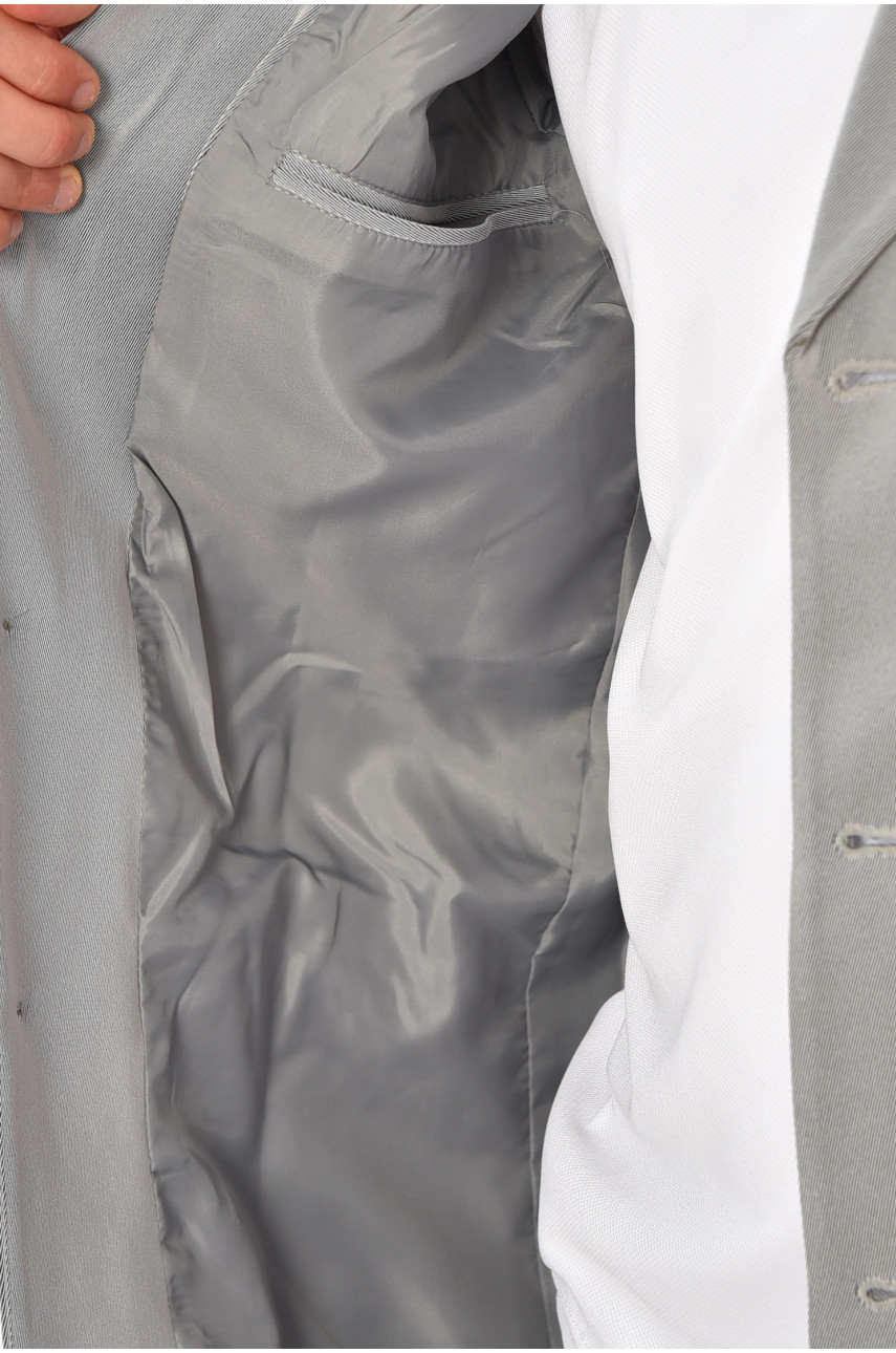 Пиджак мужской однотонный серого цвета 204328 Пиджак мужской однотонный серого цвета 204328