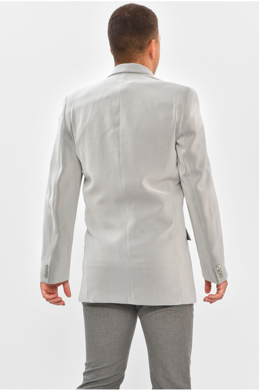 Пиджак мужской однотонный серого цвета 204329 Пиджак мужской однотонный серого цвета 204329