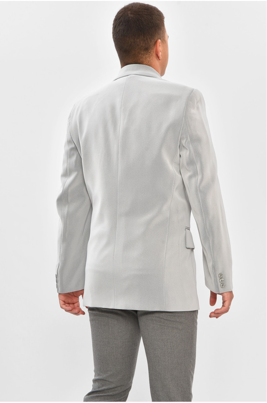 Пиджак мужской однотонный серого цвета 204330 Пиджак мужской однотонный серого цвета 204330