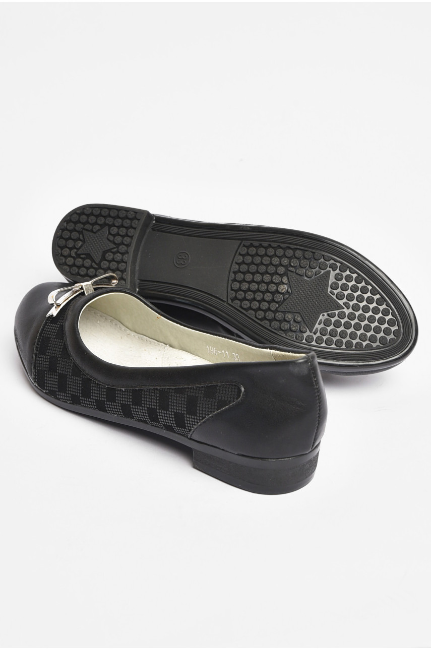 Балетки детские девочка однотонные черного цвета 196-11 204351