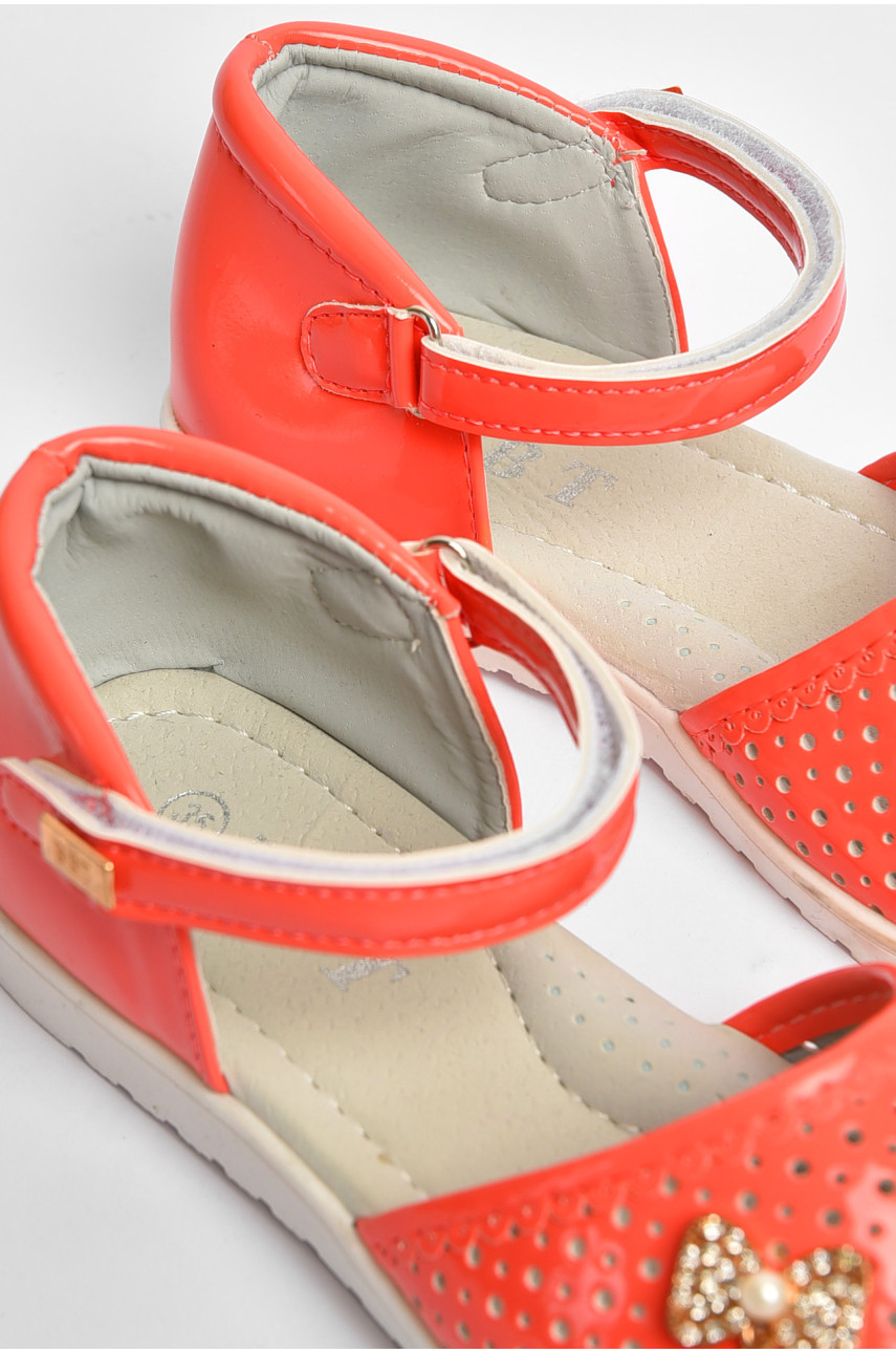 Босоножки детские кораллового цвета на липучке 1153-3 204357