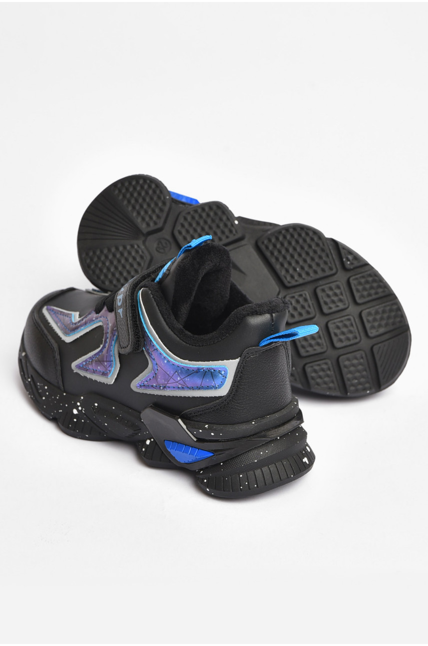 Кроссовки детские для девочки демисезонные черного цвета с синими вставками 7147-6 204368