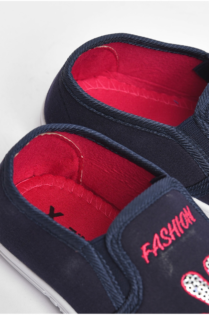 Мокасины детские для девочки темно-синего цвета с35 204376