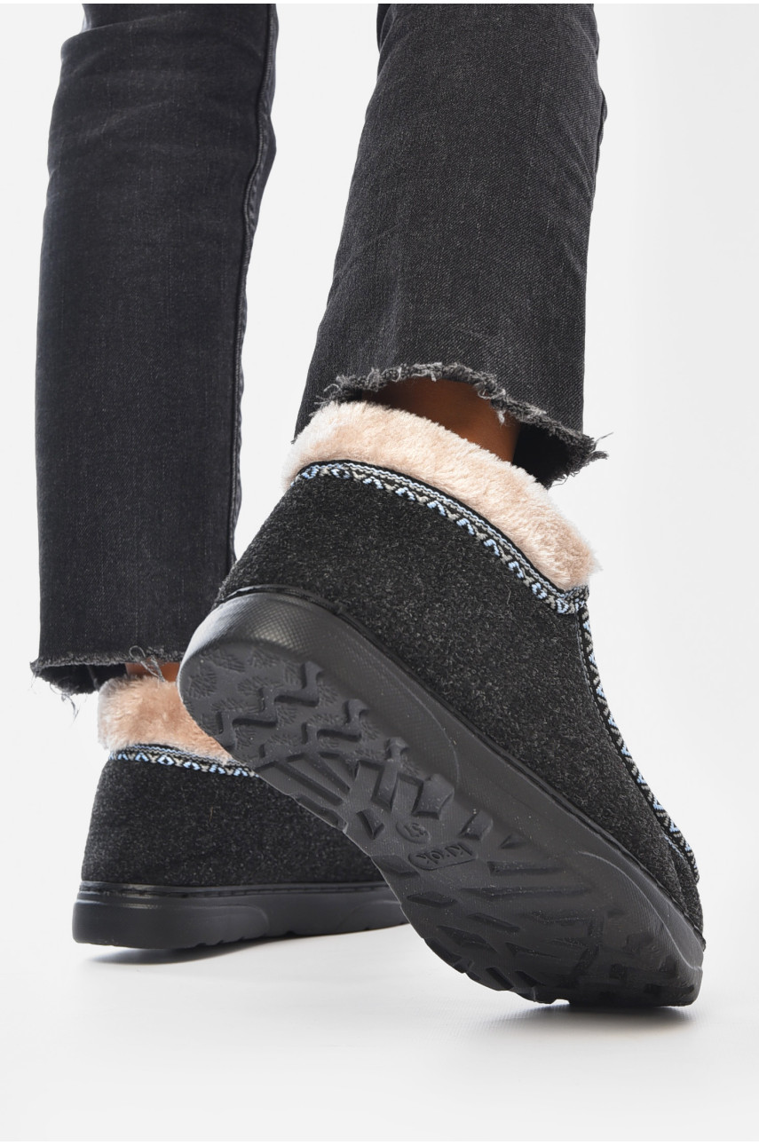 Бурки женские на меху темно-серого цвета 204389