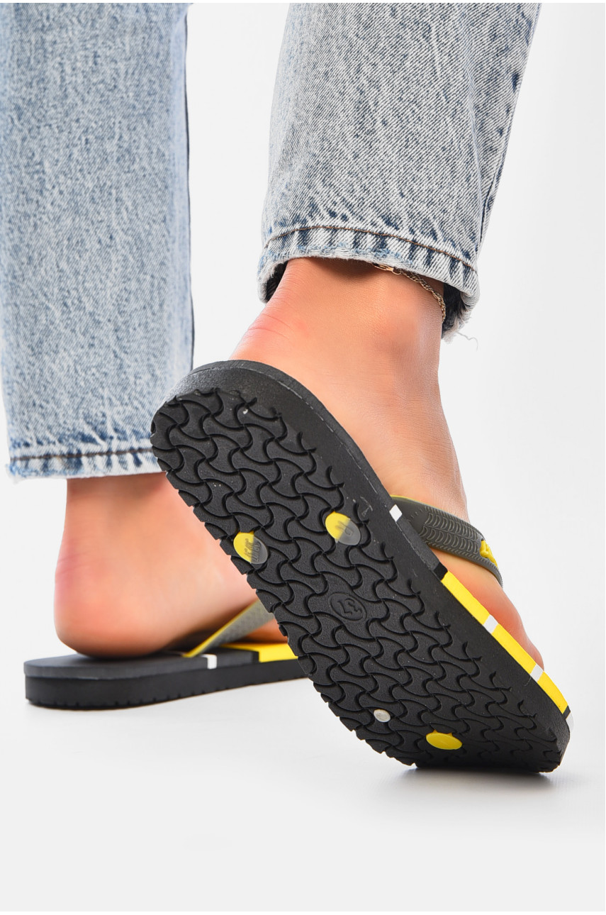 Вьетнамки женские пена черно-желтого цвета в полоску 2002-94 204392