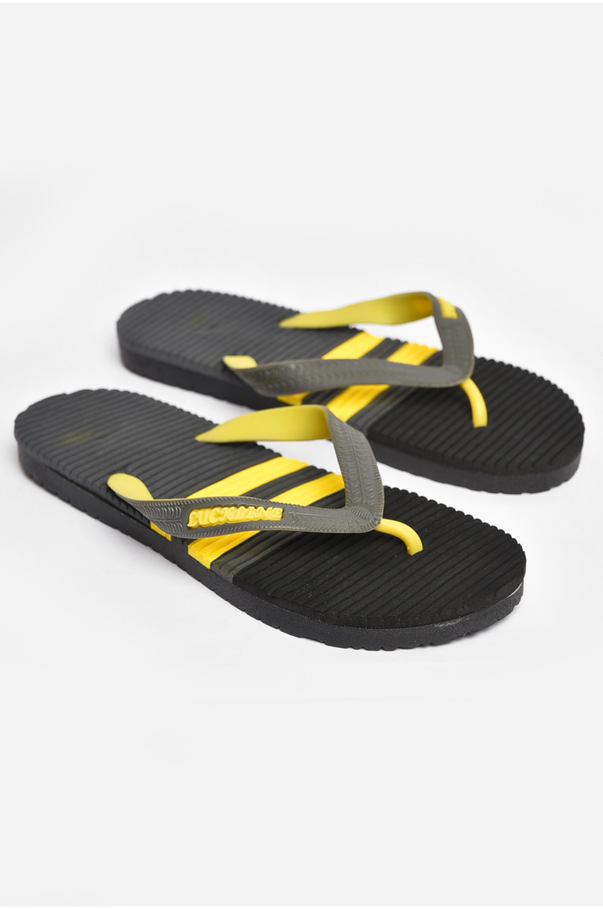 Вьетнамки мужские черного цвета в желтую полосу 2002-74 204396