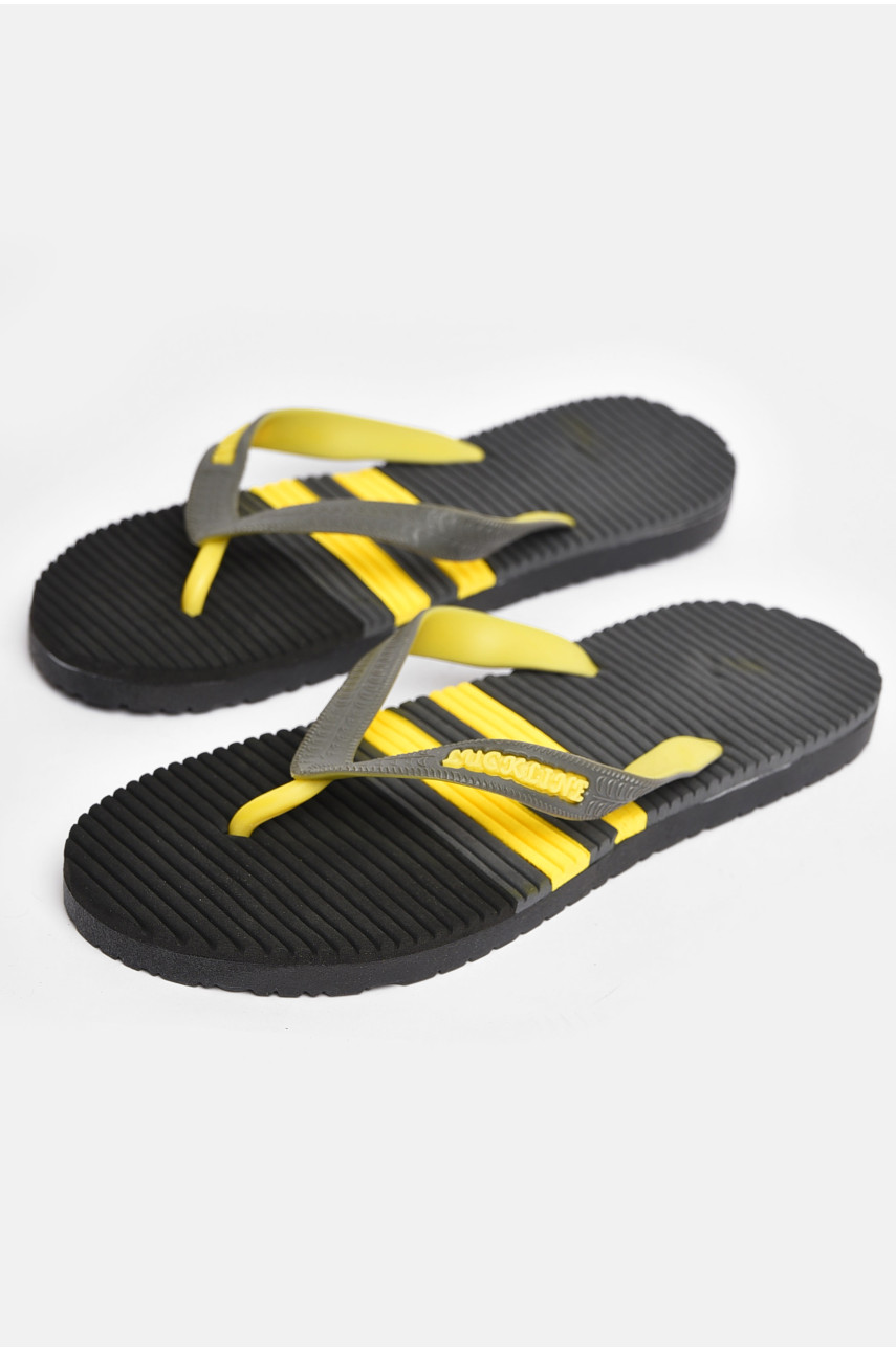 Вьетнамки мужские черного цвета в желтую полосу 2002-74 204396