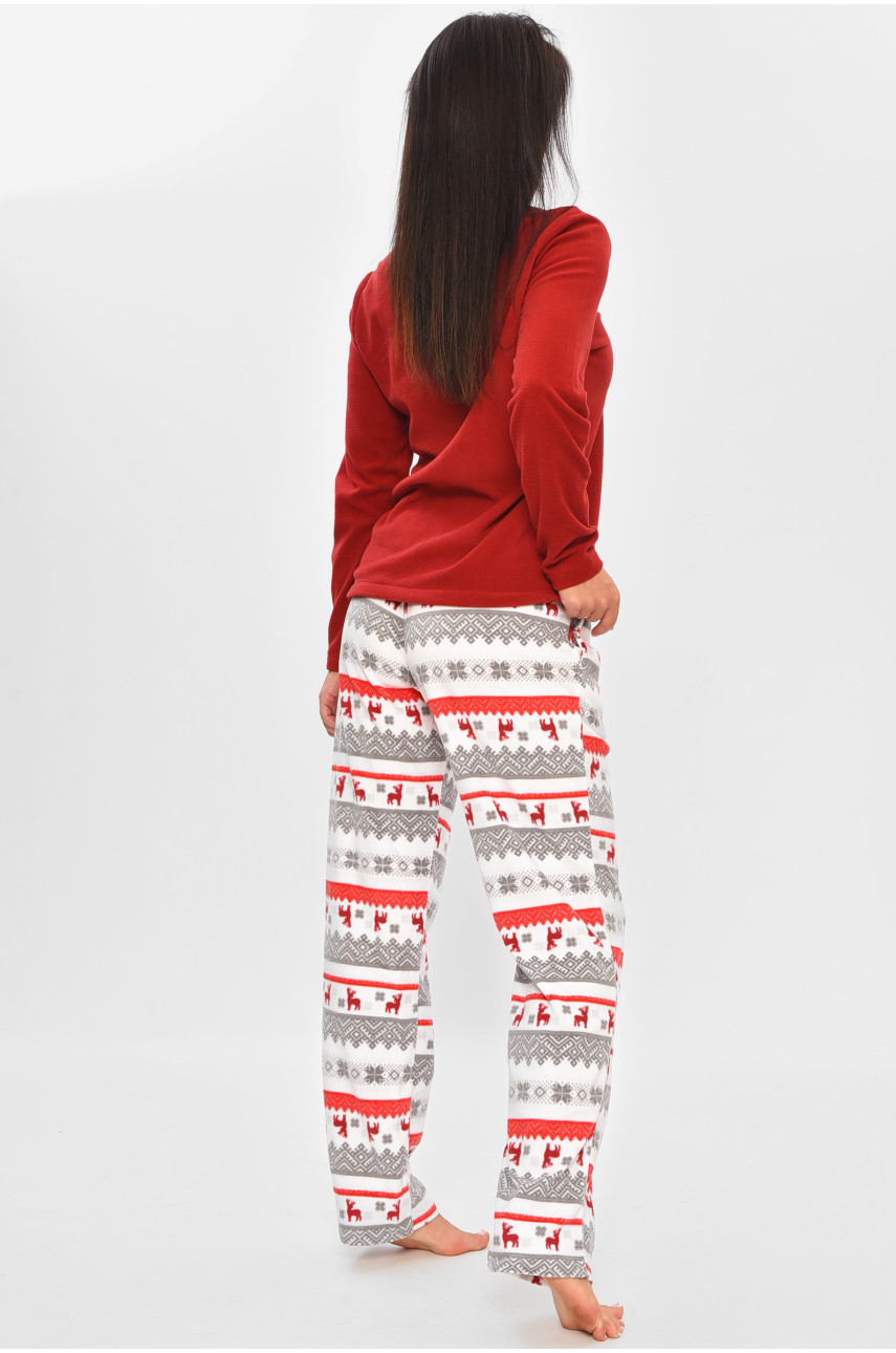 Женская пижама на флисе красного цвета. 204421 Женская пижама на флисе красного цвета. 204421