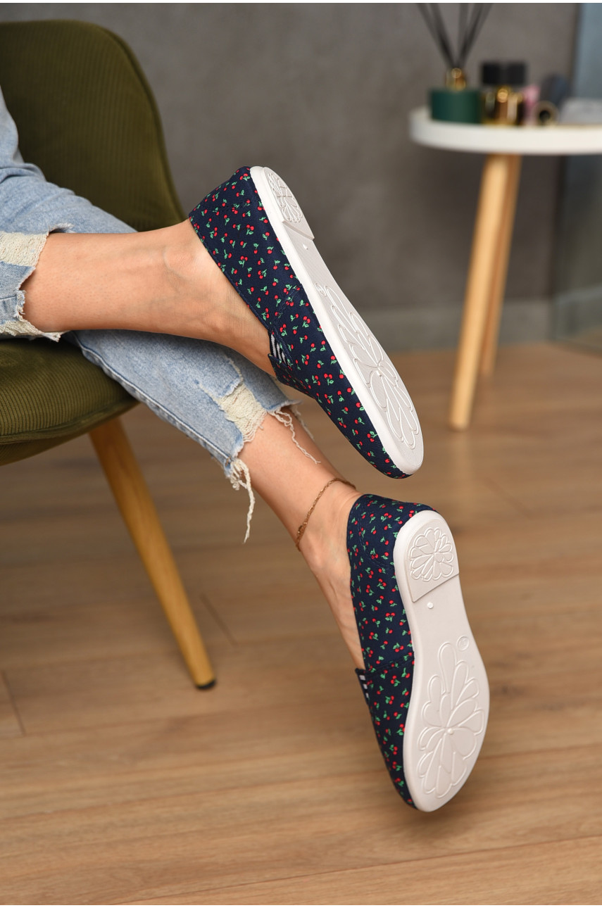 Балетки жіночі темно-синього кольору текстиль Т301 204424