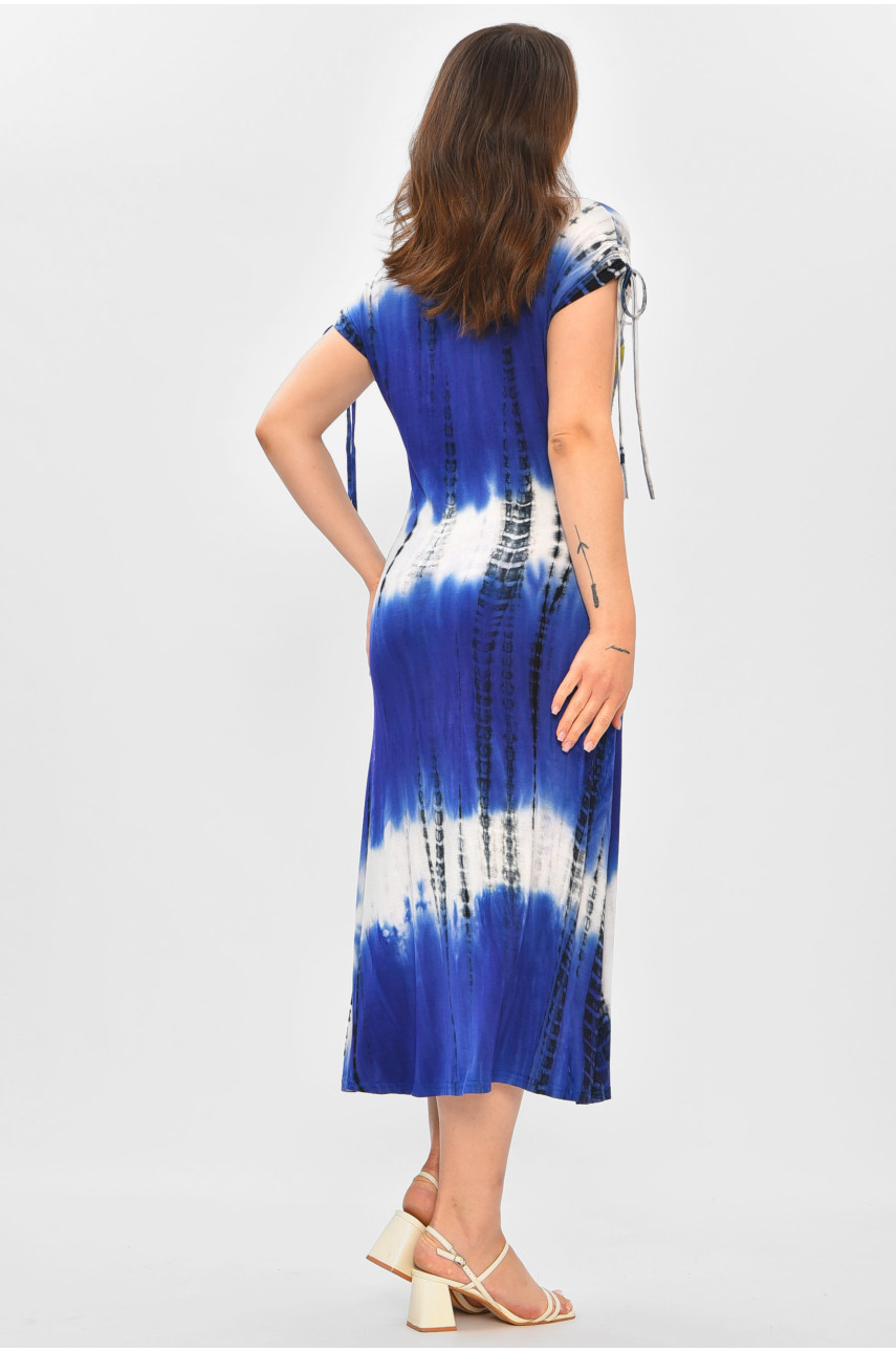 Платье женское батальное с бабочкой голубого цвета 14 204427