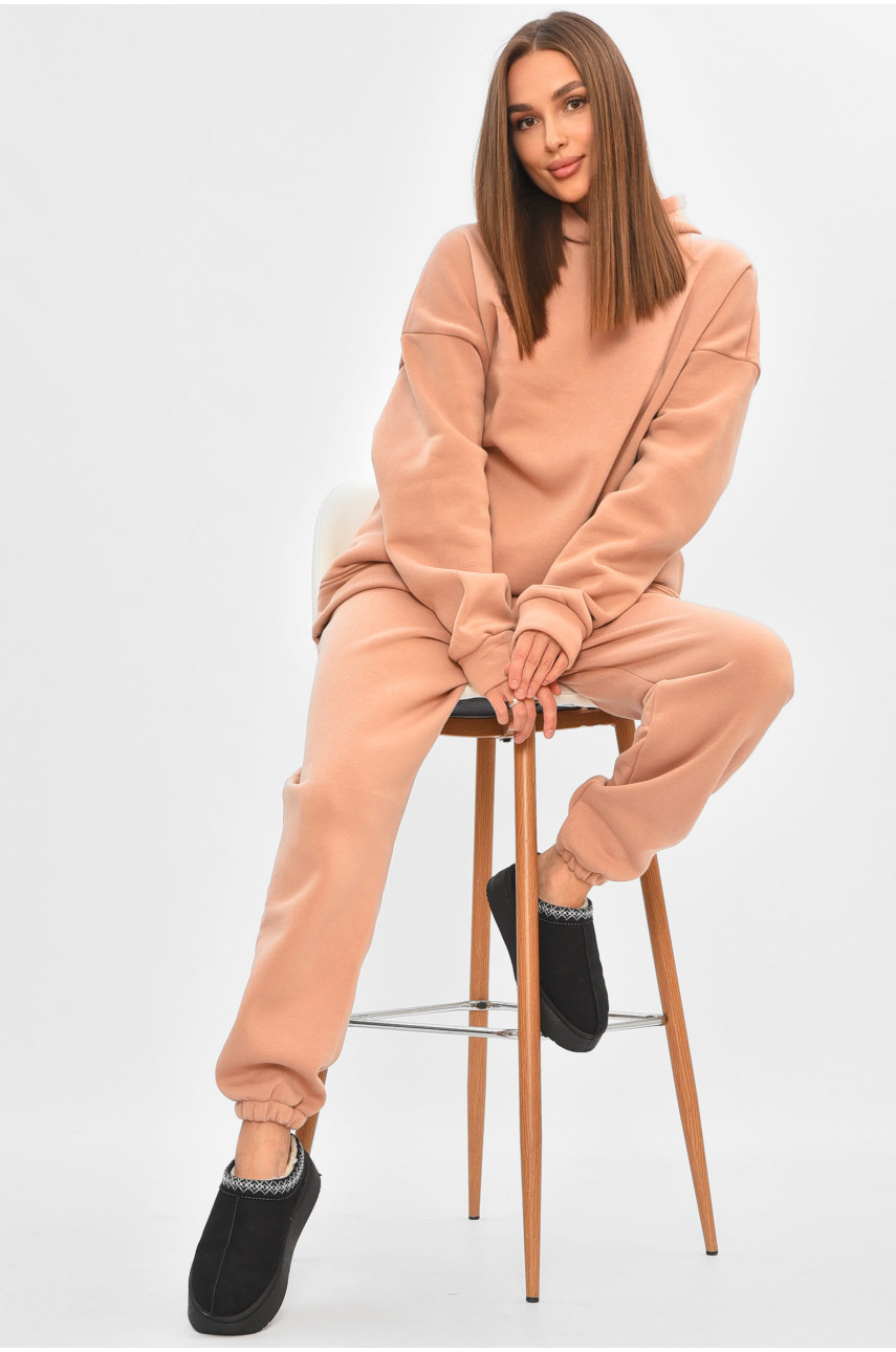 Спортивний костюм жіночий на флісі бежевого кольору 478 204435