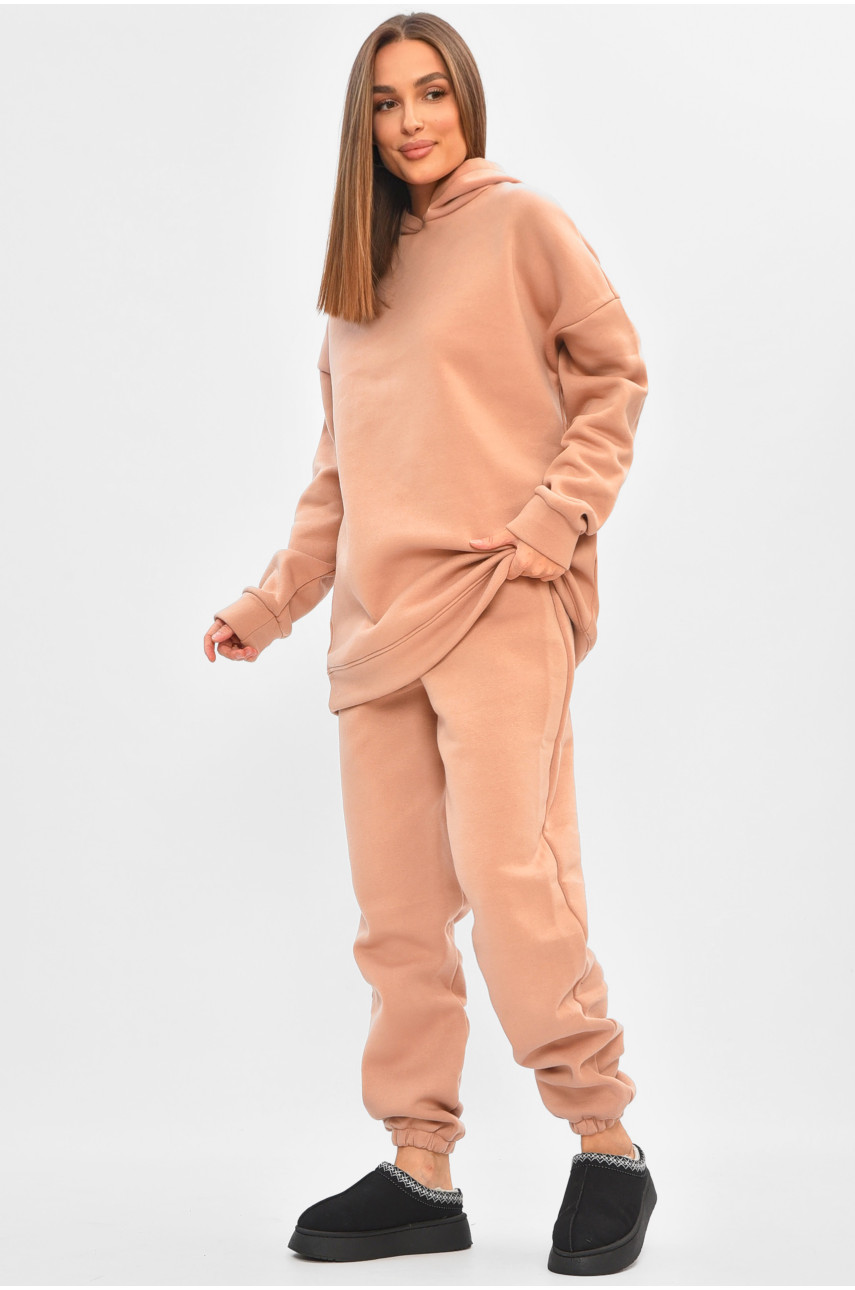 Спортивний костюм жіночий на флісі бежевого кольору 478 204435