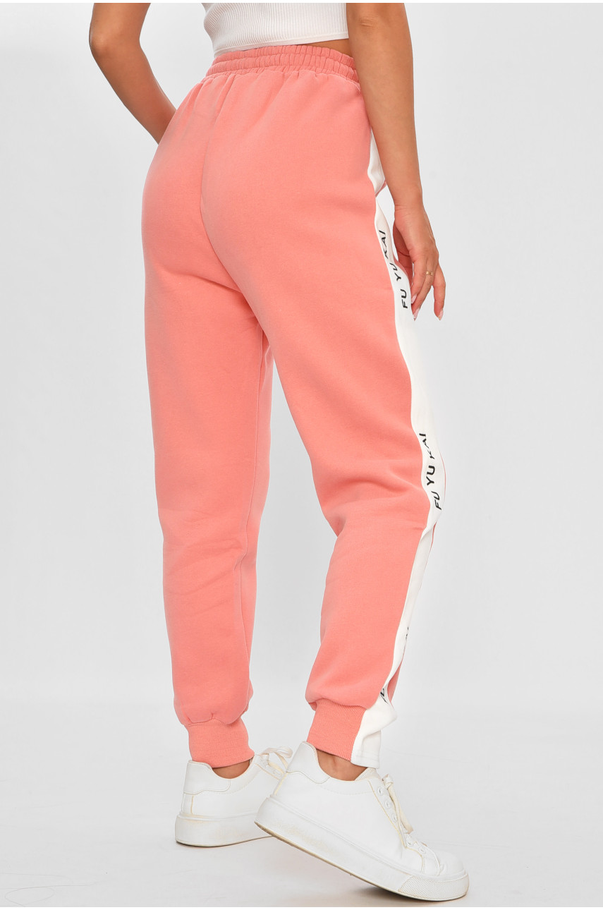 Спортивные штаны женские на флисе темно-розового цвета 21335 204436
