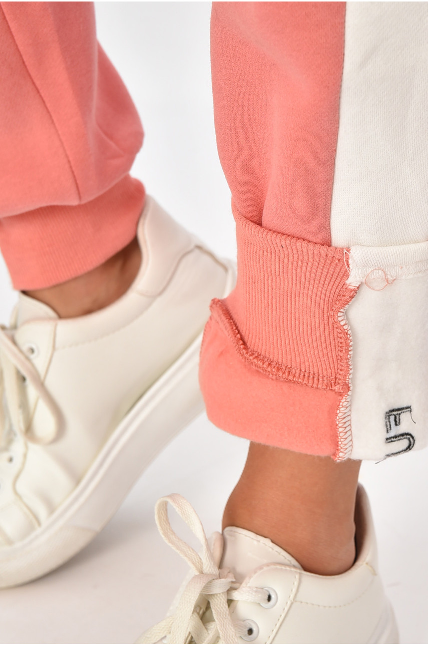 Спортивные штаны женские на флисе темно-розового цвета 21335 204436