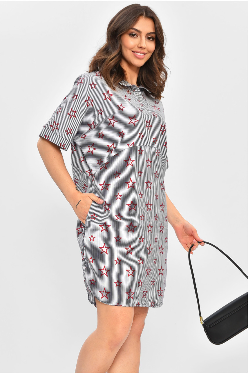 Туника женская полубатальная с принтом звездочки 204438