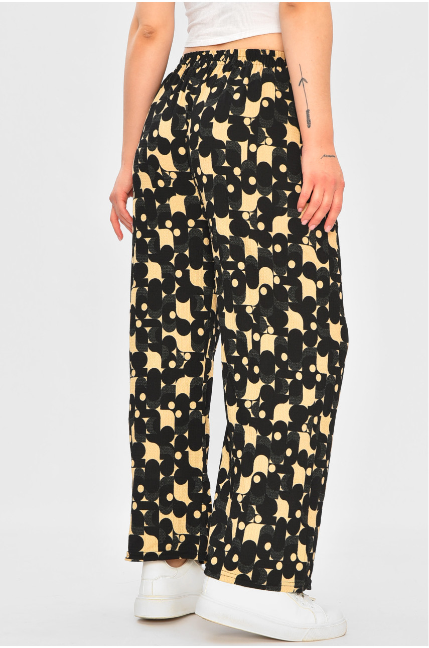 Штаны женские черного цвета с принтом 05 204439