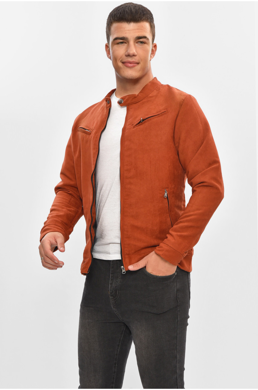 Бомбер мужской терракотовый замшевый 532 204449