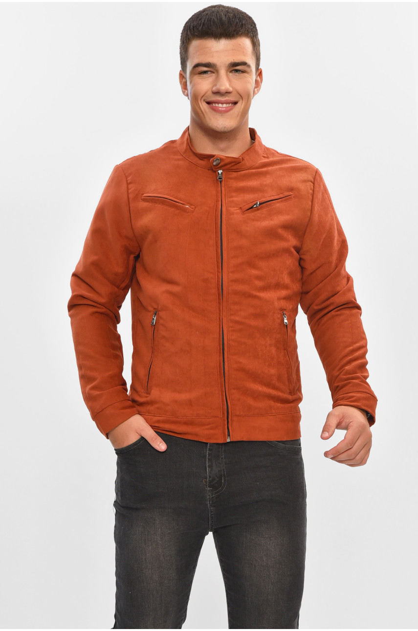 Бомбер мужской терракотовый замшевый 532 204449