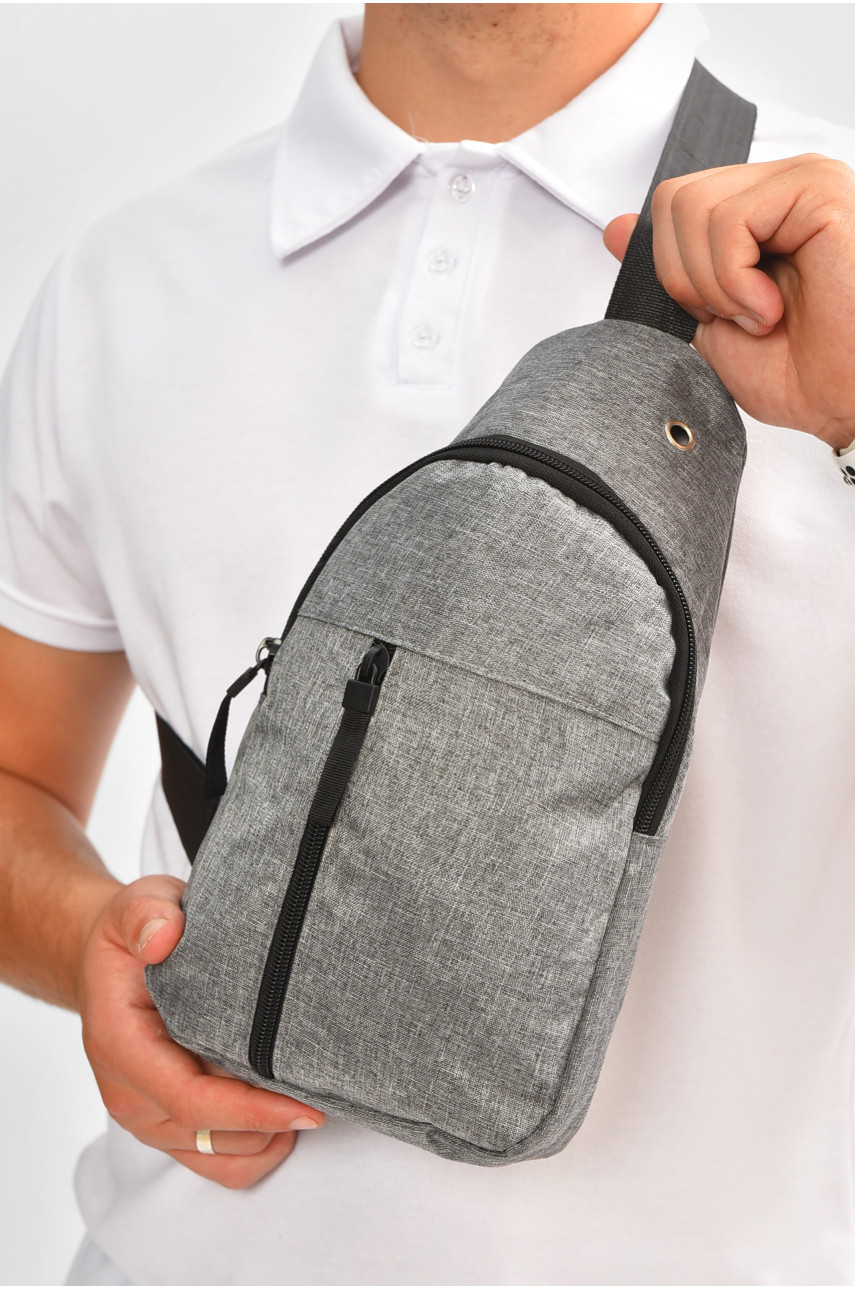 Сумка чоловіча через плече текстиль сірого кольору 501 204456