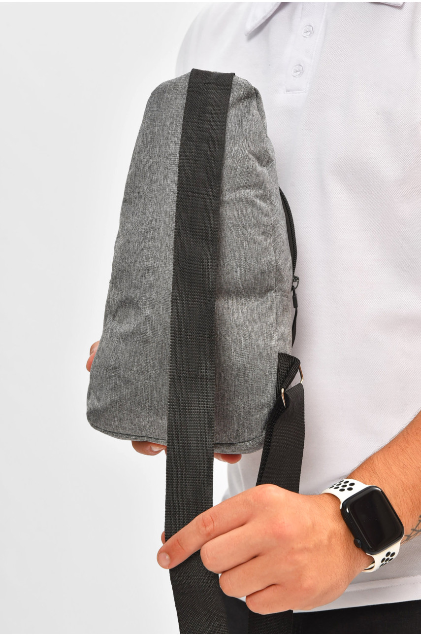 Сумка чоловіча через плече текстиль сірого кольору 501 204456