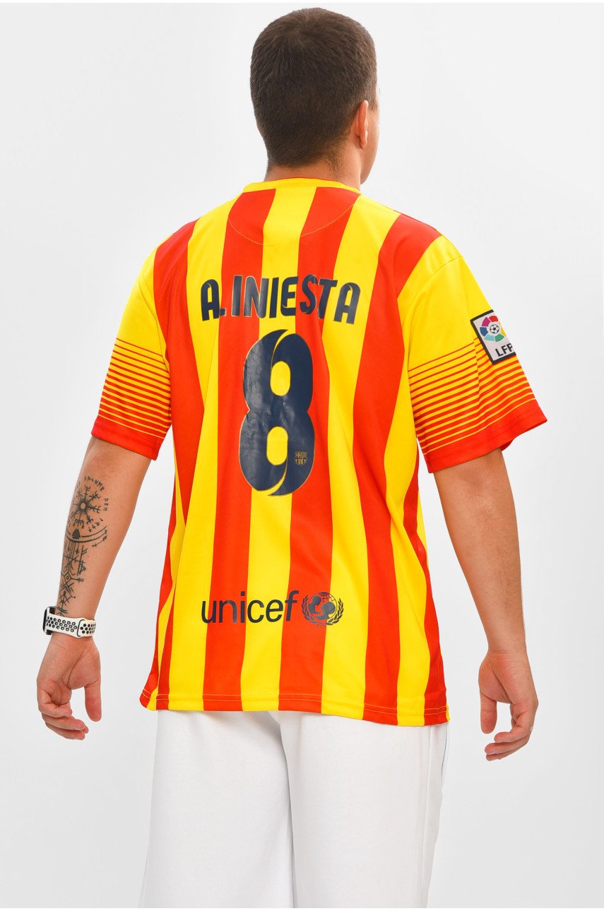 Футболка футбольная мужская красного цвета с принтом 204483